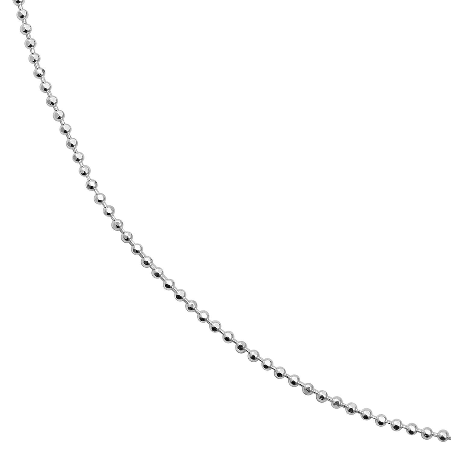 Italian Made-Sterling Silver Bead Necklace (Size 16 with 2 inch Extender)