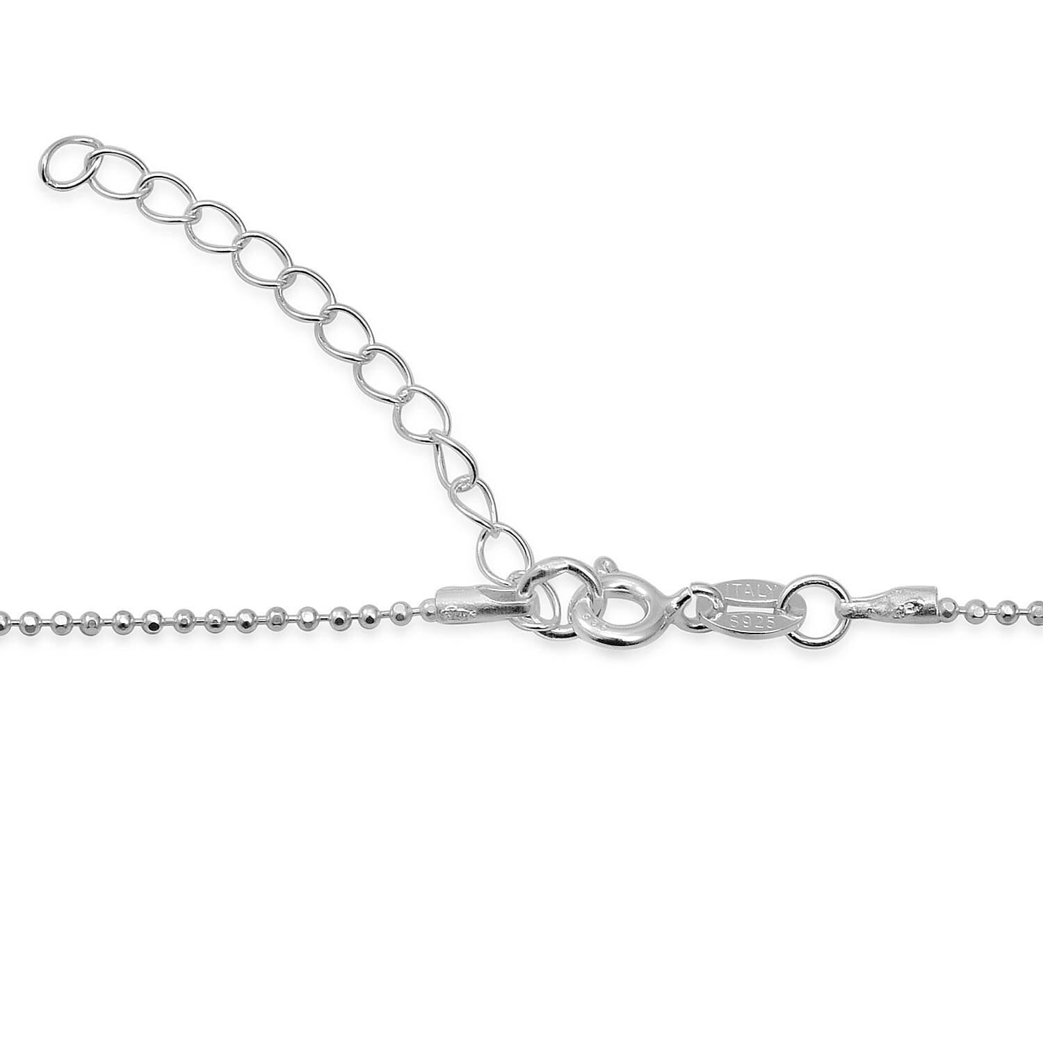 Italian Made-Sterling Silver Bead Necklace (Size 16 with 2 inch Extender)