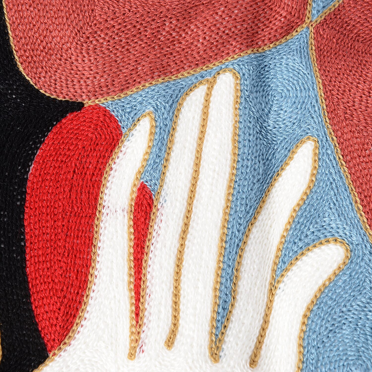 Limited Edition - 100% Cooton Pablo Picasso Full Embroidery Cushion Cover (Size 43x43 cm) - Brick &  Multi