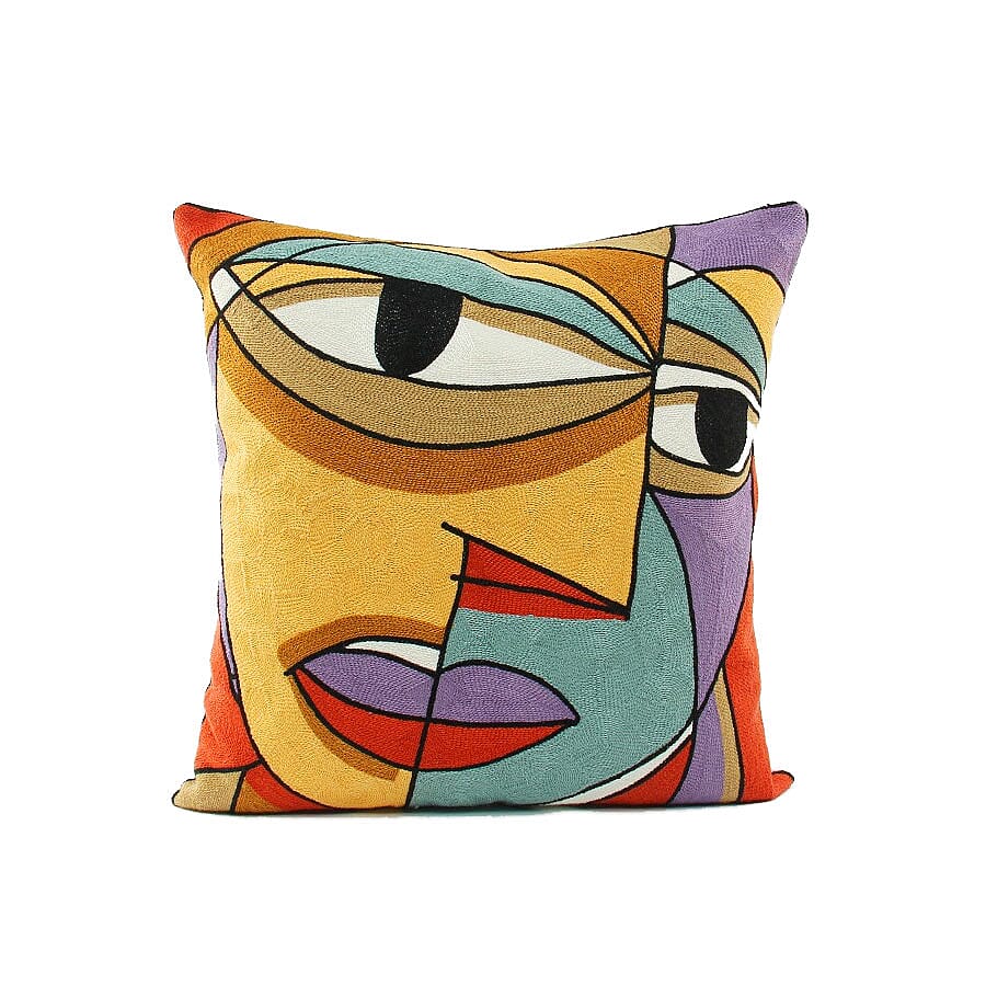 Limited Edition - 100% Cotton Pablo Picasso Full Embroidery Cushion Cover (44x44 cm) - Multi