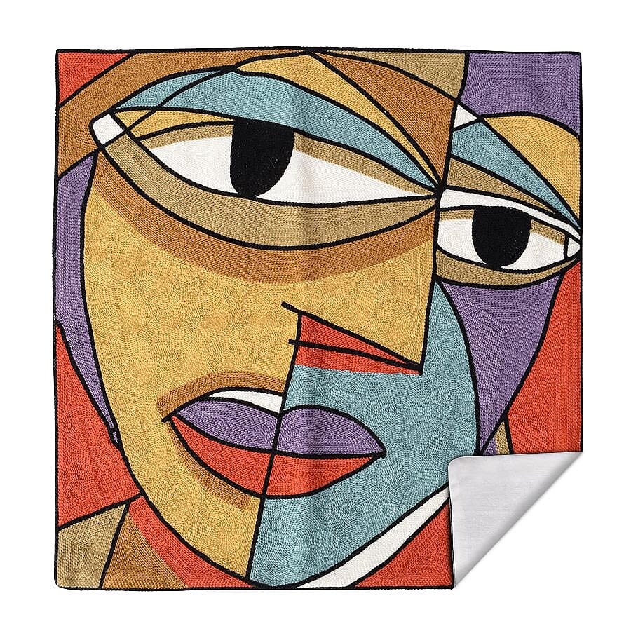 Limited Edition - 100% Cotton Pablo Picasso Full Embroidery Cushion Cover (44x44 cm) - Multi
