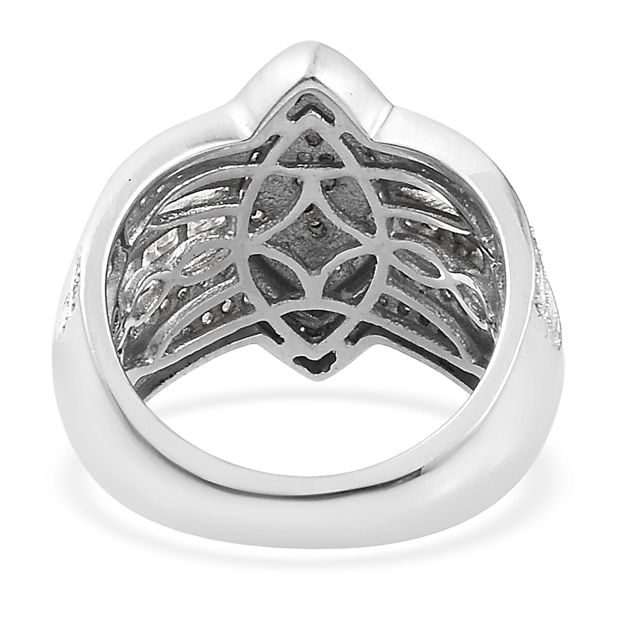 Diamond (Rnd) Ring in Platinum Overlay Sterling Silver 1.000 Ct, Silver wt 6.24 Gms, Number of Diamonds 164.