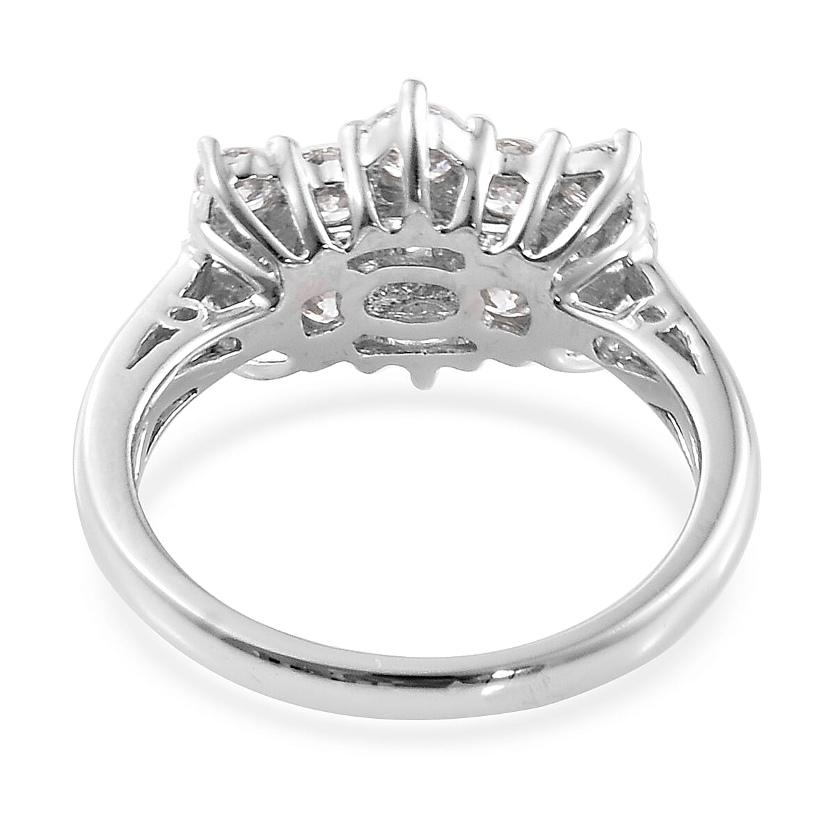RHAPSODY 950 Platinum IGI Certified  Diamond (Rnd and Bgt) (VS-E-F) Boat Cluster Ring 1.000 Ct.