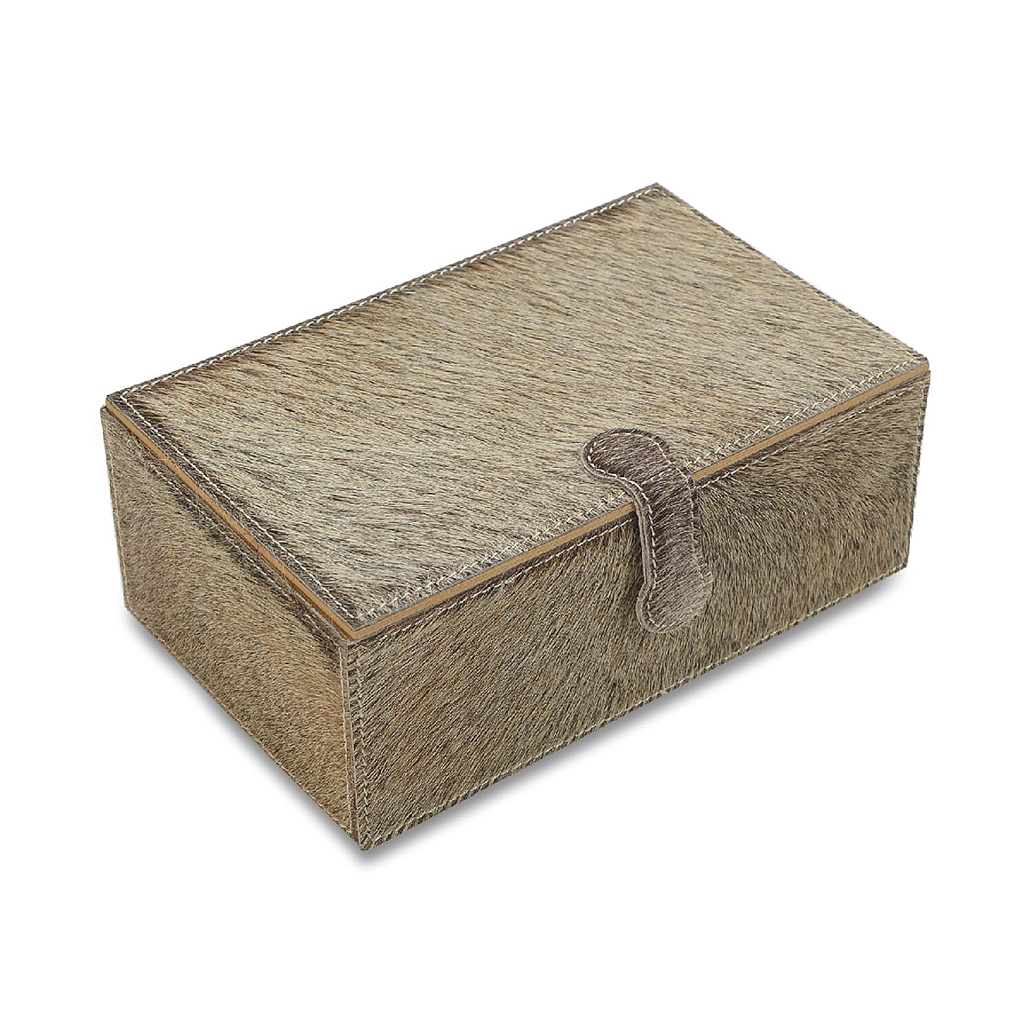 2-Tier Light Grey   Leather Jewellery Box with Magnetic Flap Closure and Velvet Lining (Size 24x14x9 Cm)