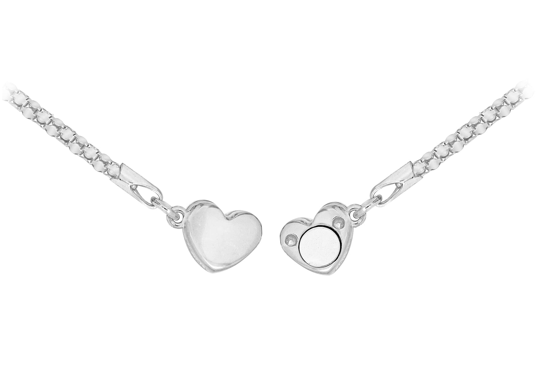 Sterling Silver Heart Popcorn Chain Bracelet (Size 7.5) with Magnetic Lock
