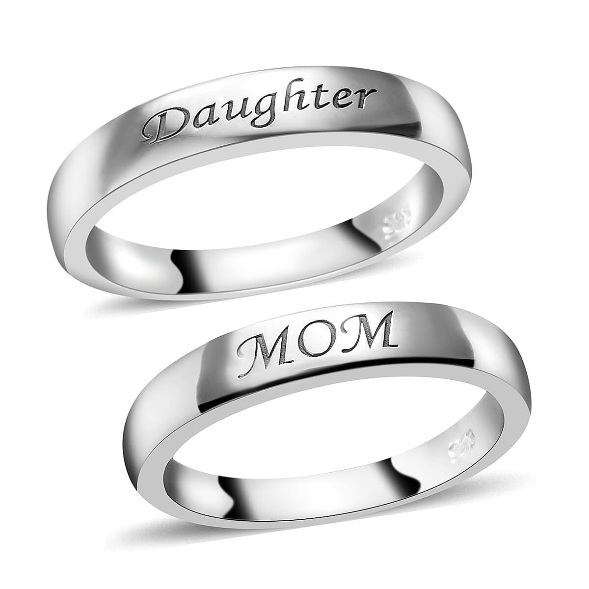 Set of 2 - Platinum Overlay Sterling Silver Ring, Silver wt 6.45 Gms