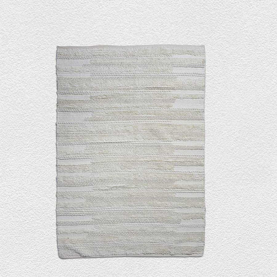 Hand Woven Wool and Cotton Carpet (Size 200x140 Cm) - Off White