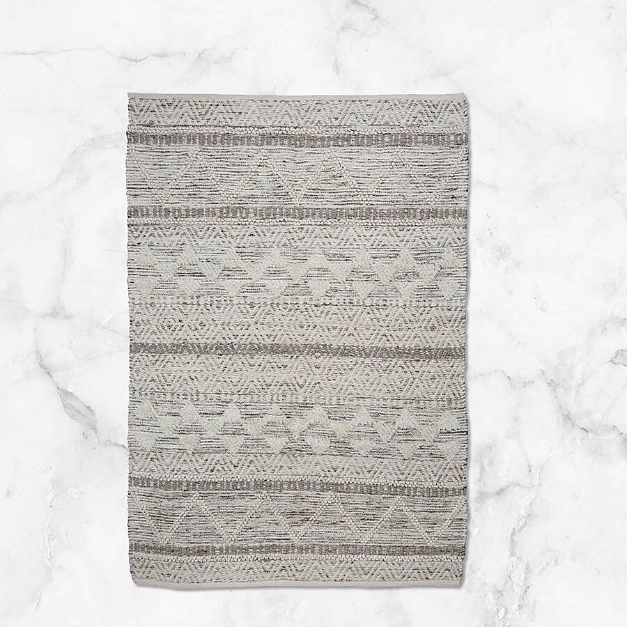 Hand Woven Wool and Cotton Carpet (Size 200x140 Cm) - Brown