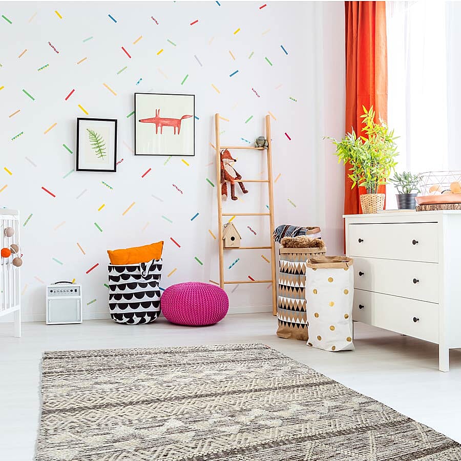 Hand Woven Wool and Cotton Carpet (Size 200x140 Cm) - Brown