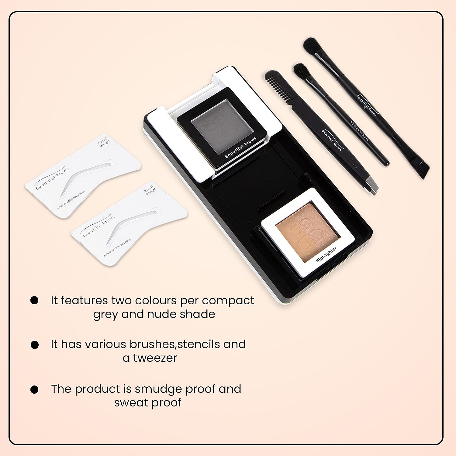 Beautiful Brows- Duo Brow Kit - Slate Grey (With free Brow Refill)