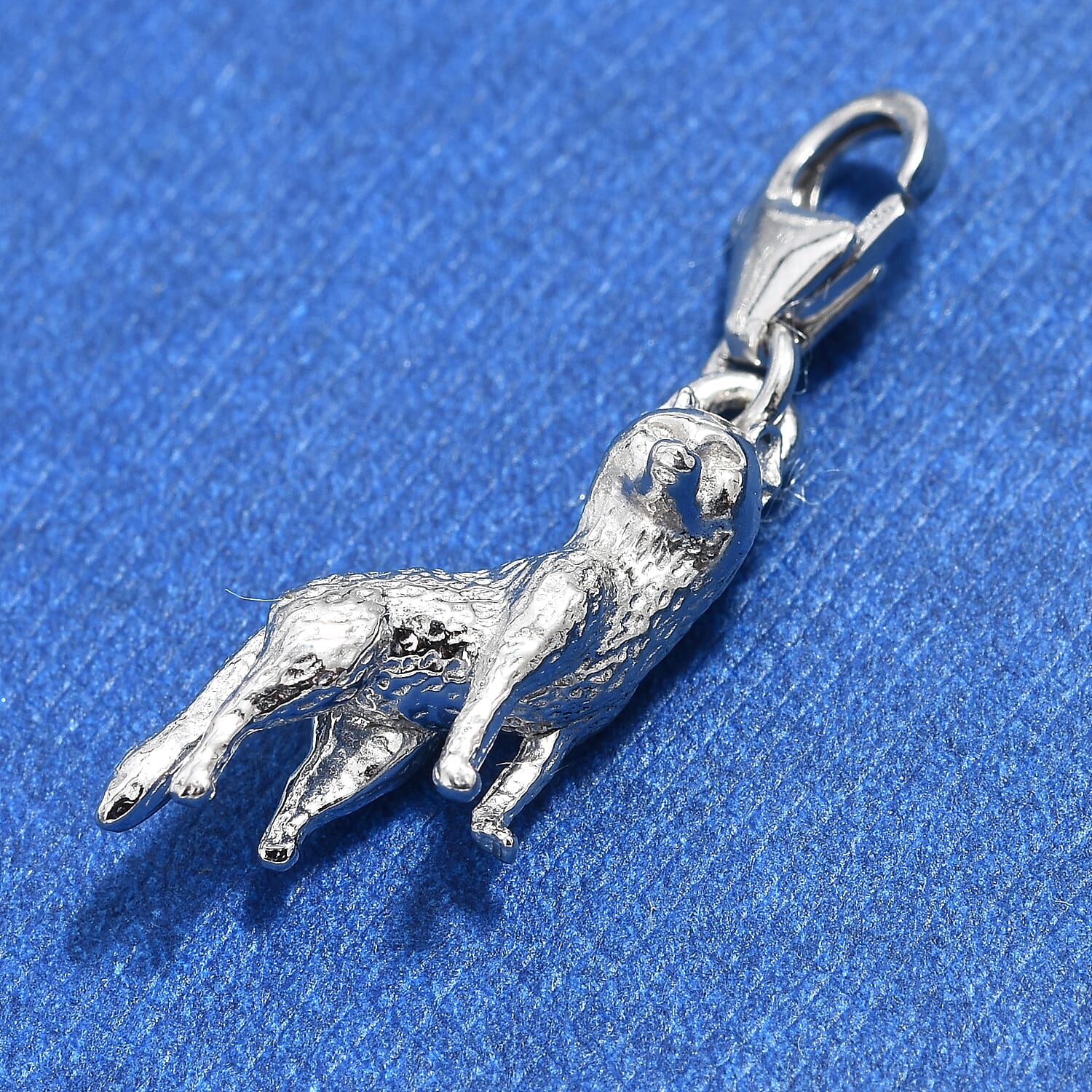 Platinum Overlay Sterling Silver Fox Charm