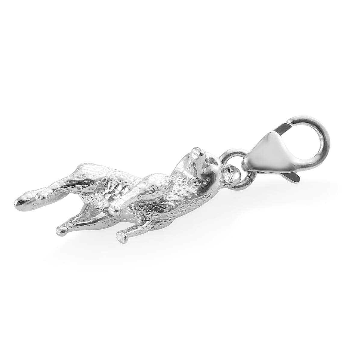 Platinum Overlay Sterling Silver Fox Charm