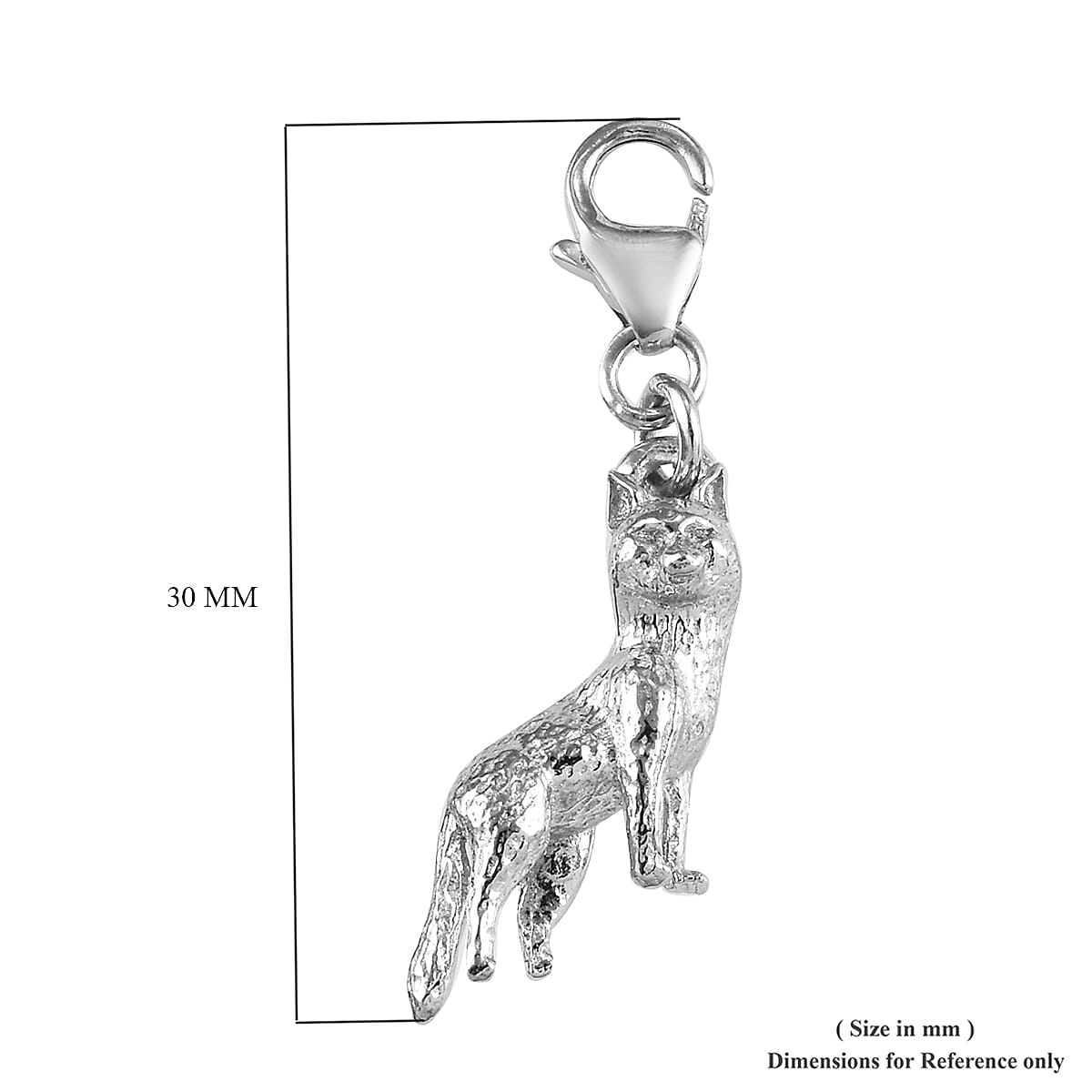 Platinum Overlay Sterling Silver Fox Charm