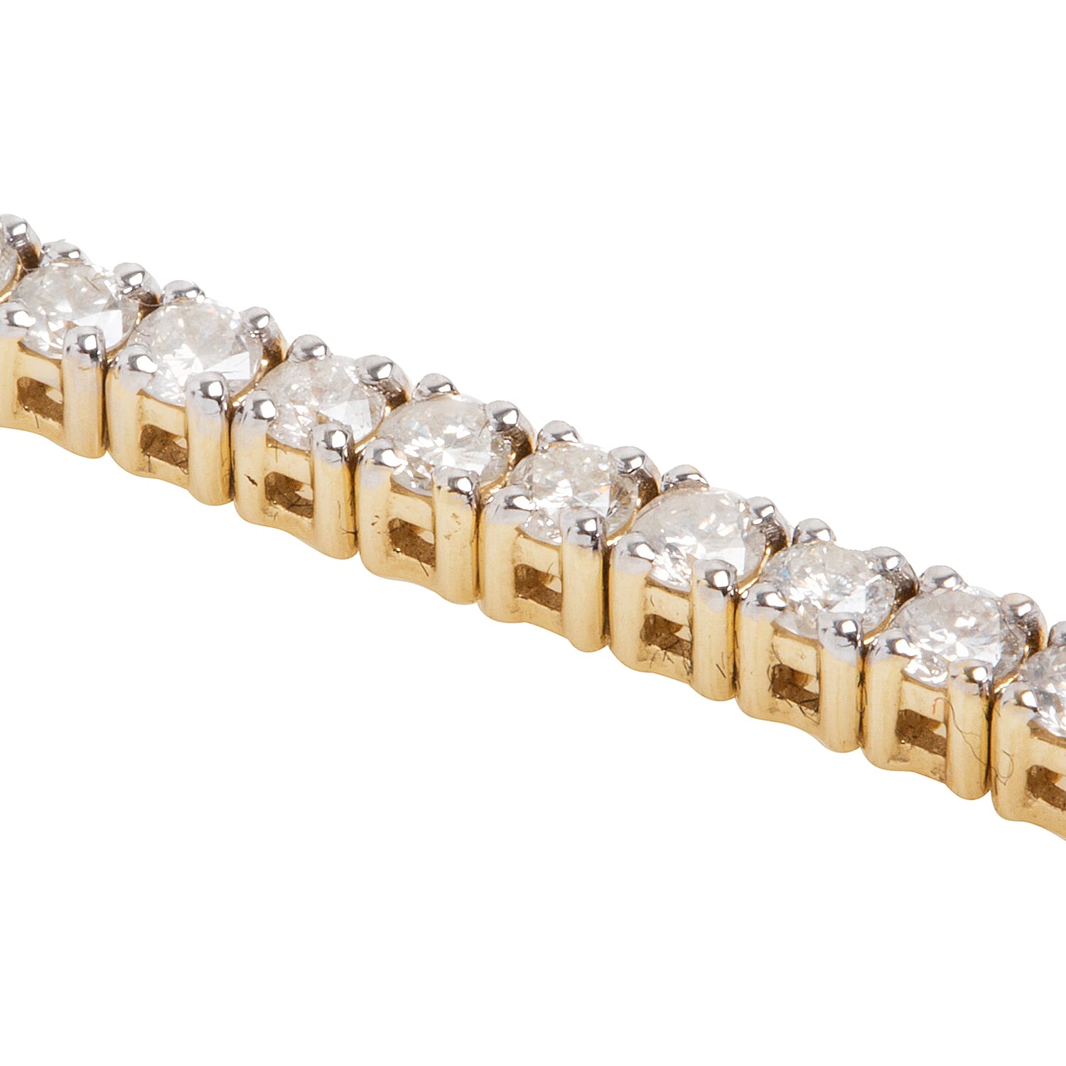 New York Close Out 14K Yellow Gold Diamond (Rnd) (I2/G-H) Bracelet (Size 7.25) 5.000 Ct, Gold wt 13.00 Gms.