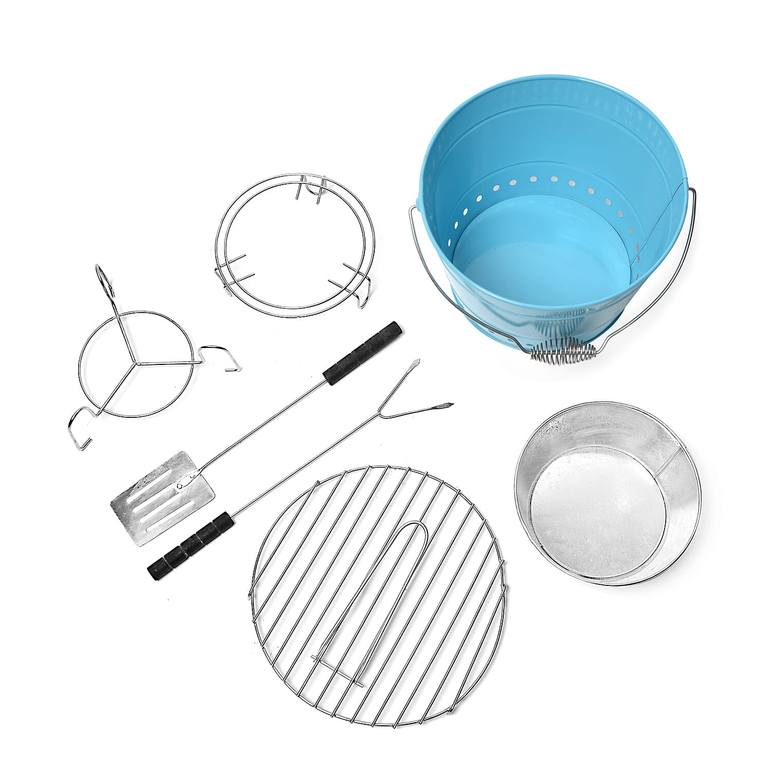 Portable Barbecue Grill Bucket (Size 32x28x18 Cm) - Blue