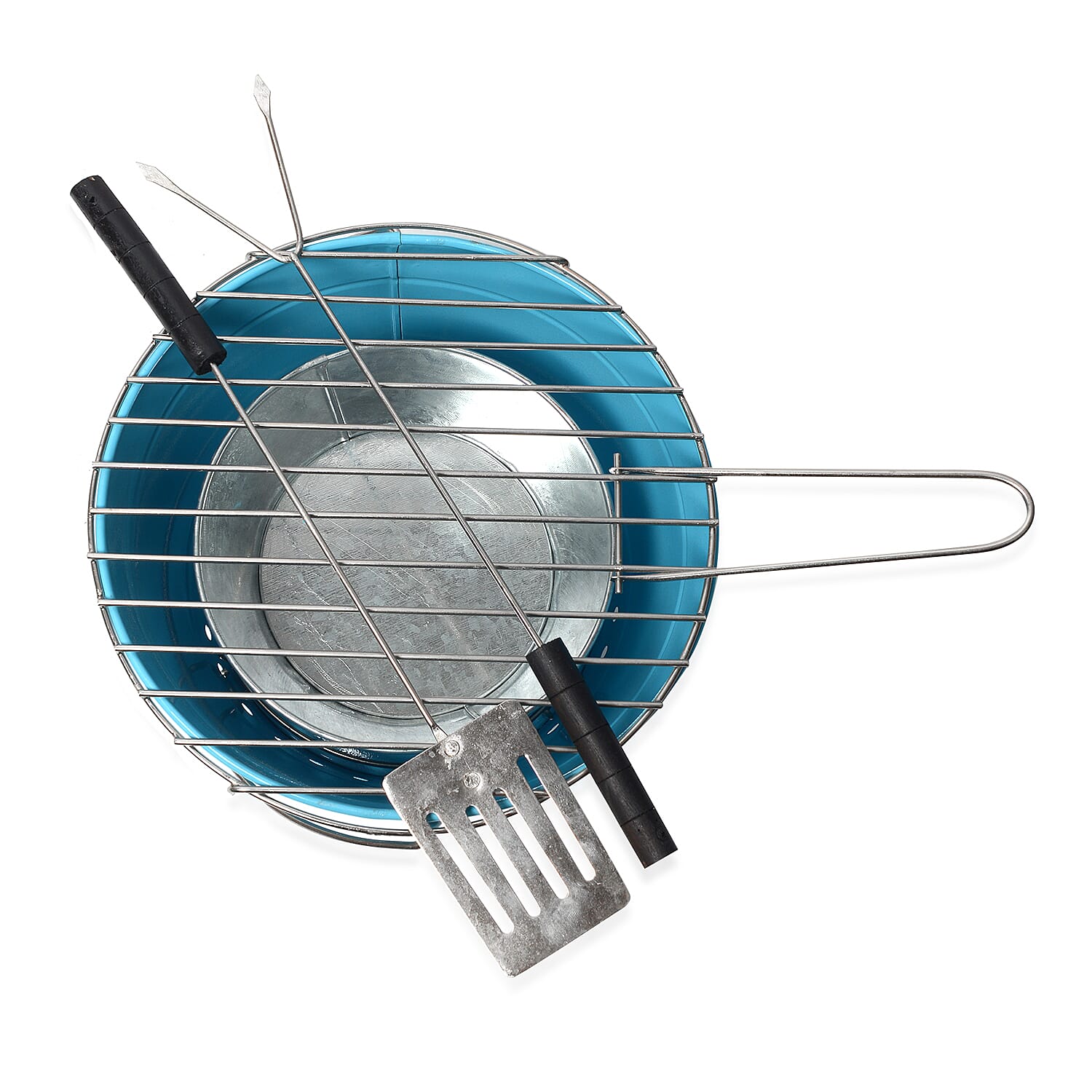 Portable Barbecue Grill Bucket (Size 32x28x18 Cm) - Blue