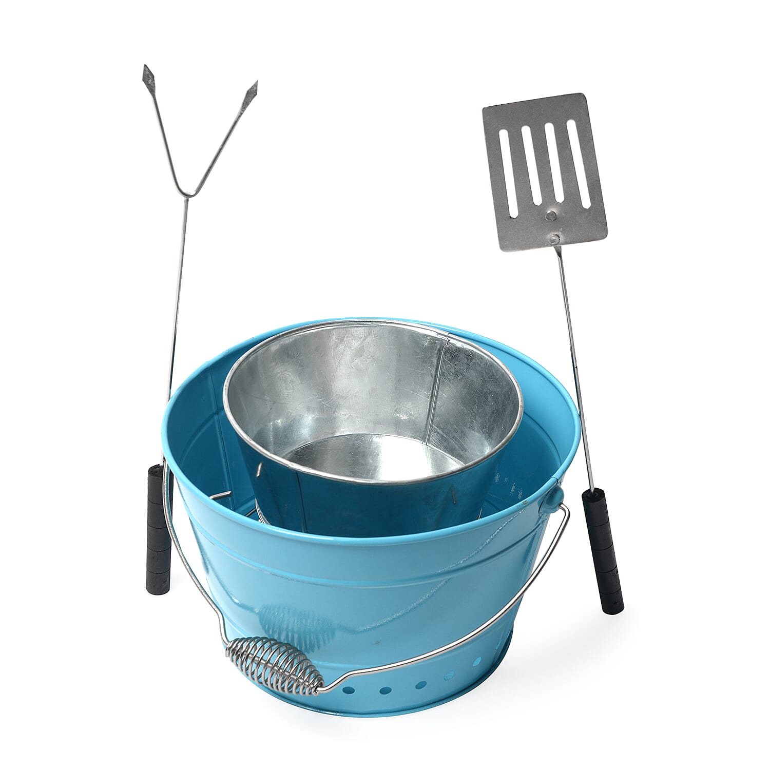 Portable Barbecue Grill Bucket (Size 32x28x18 Cm) - Blue