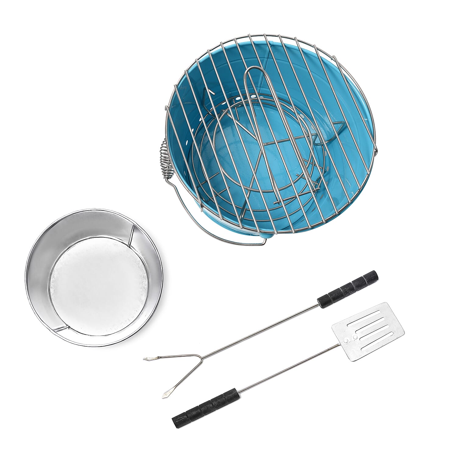 Portable Barbecue Grill Bucket (Size 32x28x18 Cm) - Blue