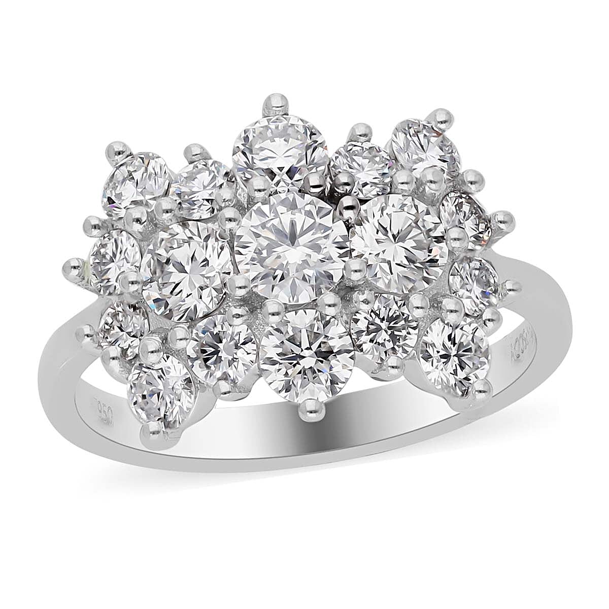 RHAPSODY 950 Platinum IGI Certified Diamond (Rnd) (VS/E-F) Boat Cluster Ring 2.00 Ct, Platinum Wt 6.17 Gms.