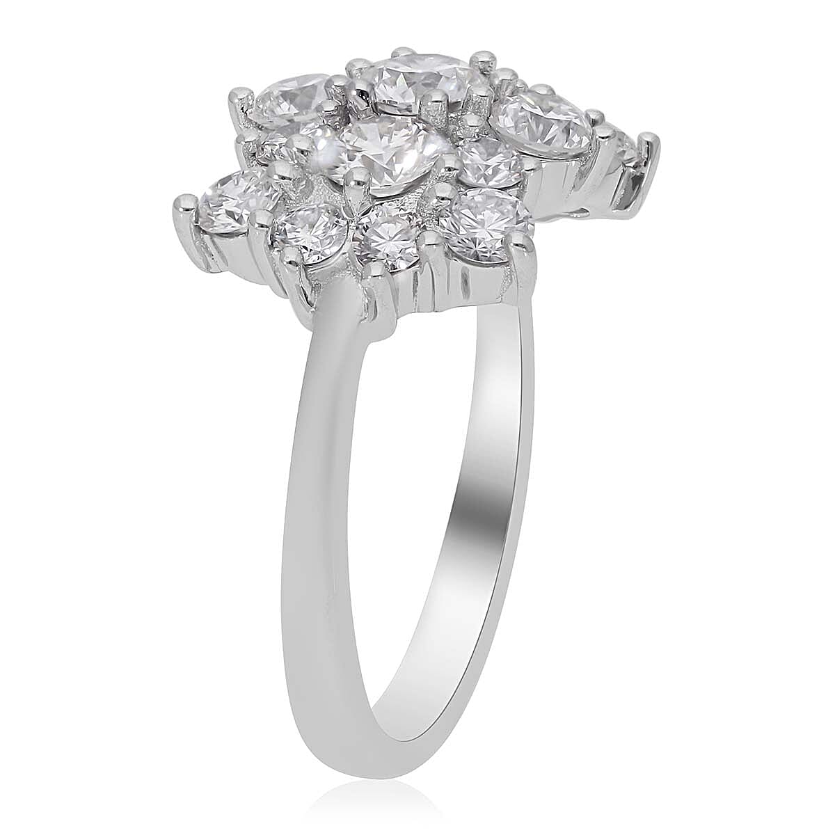 RHAPSODY 950 Platinum IGI Certified Diamond (Rnd) (VS/E-F) Boat Cluster Ring 2.00 Ct, Platinum Wt 6.17 Gms.