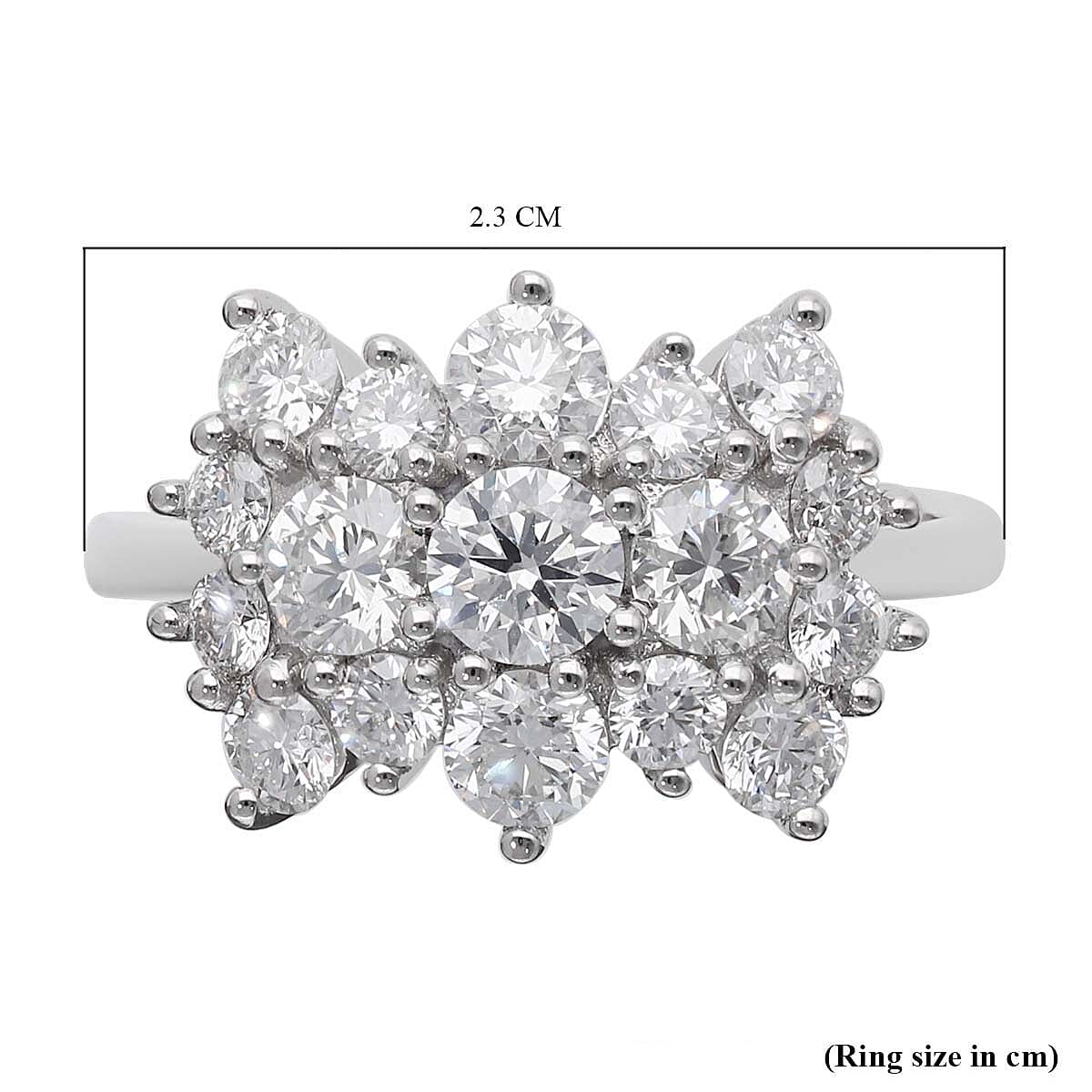 RHAPSODY 950 Platinum IGI Certified Diamond (Rnd) (VS/E-F) Boat Cluster Ring 2.00 Ct, Platinum Wt 6.17 Gms.