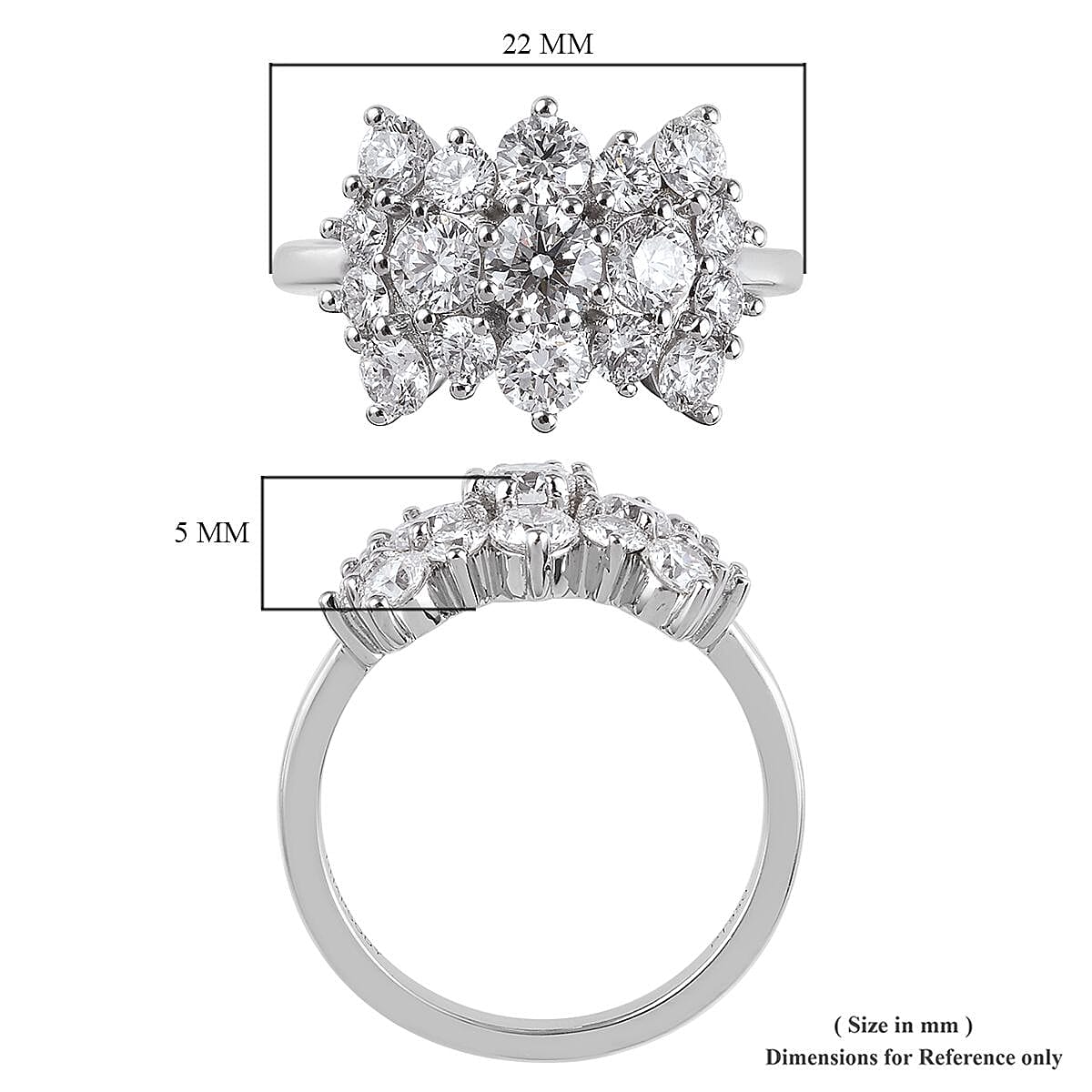 RHAPSODY 950 Platinum IGI Certified Diamond (Rnd) (VS/E-F) Boat Cluster Ring 2.00 Ct, Platinum Wt 6.17 Gms.
