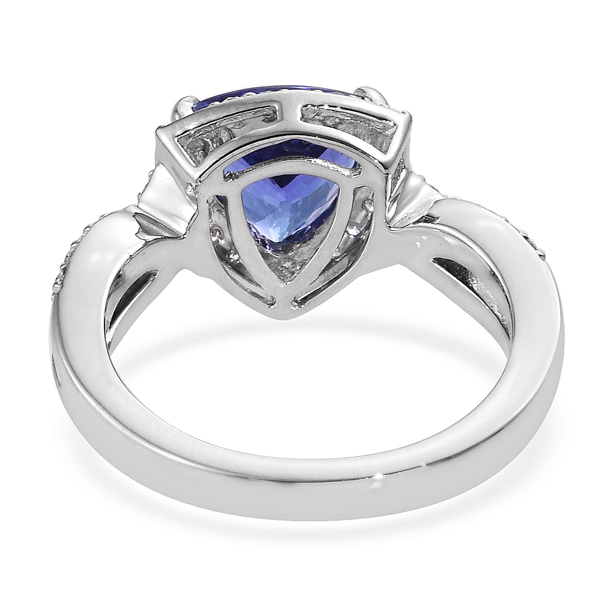 RHAPSODY 950 Platinum Super Rare AAAA Tanzanite (Trillion 8 mm 1.750 Ct), Diamond (VS/F) Ring 2.050 Ct, Platinum wt 6.40 Gms