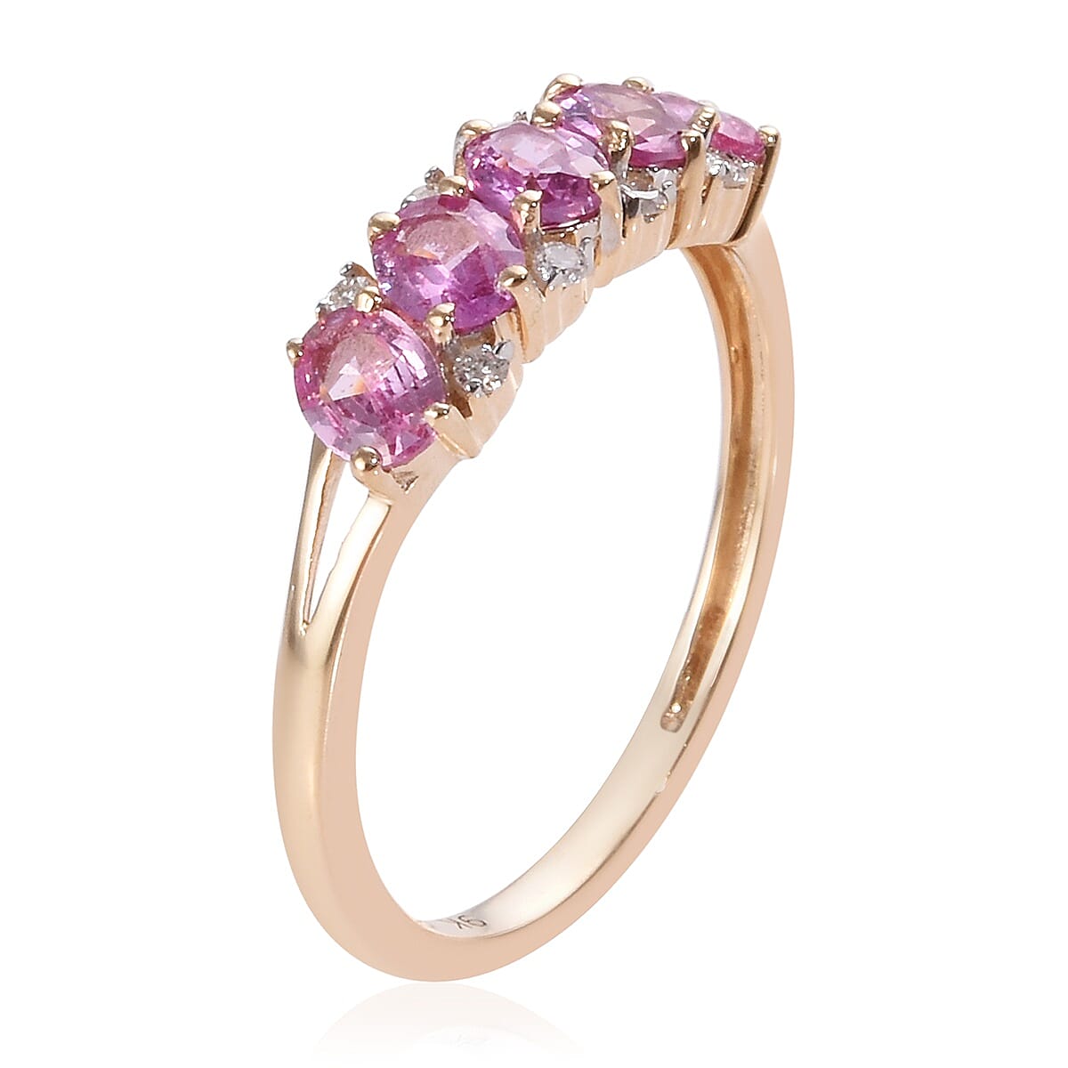 9K Yellow Gold AA Pink Sapphire (Ovl), Diamond Ring 1.000 Ct.
