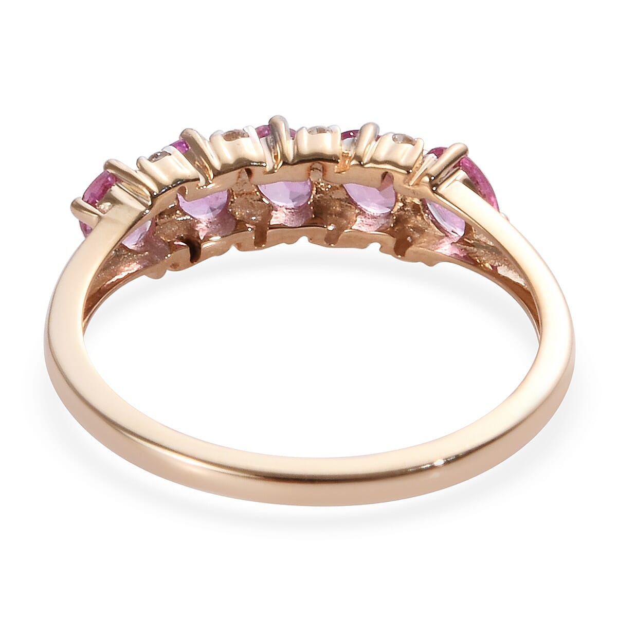 9K Yellow Gold AA Pink Sapphire (Ovl), Diamond Ring 1.000 Ct.