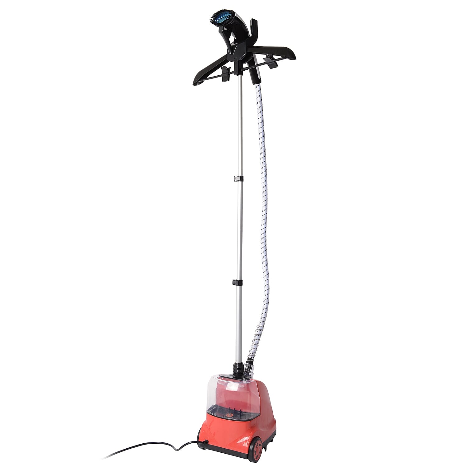 1800W Power Garment Steamer with 110 Cm Telescopic Pole and 130 Cm Steam Tube - Red and Black