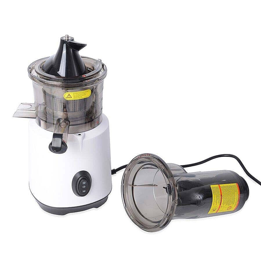240W Wide Mouth Slow Juicer with a Container, a Fine Filter and a Cleaning Brush - White