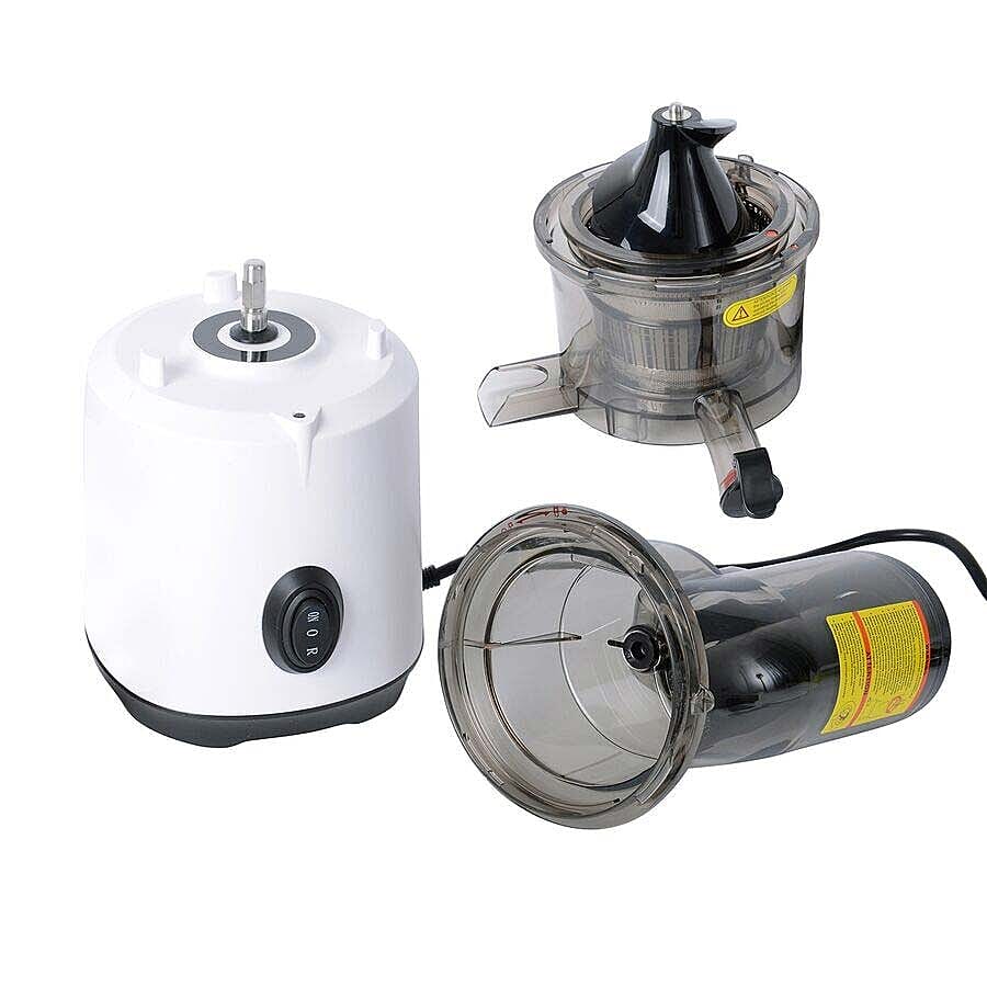 240W Wide Mouth Slow Juicer with a Container, a Fine Filter and a Cleaning Brush - White