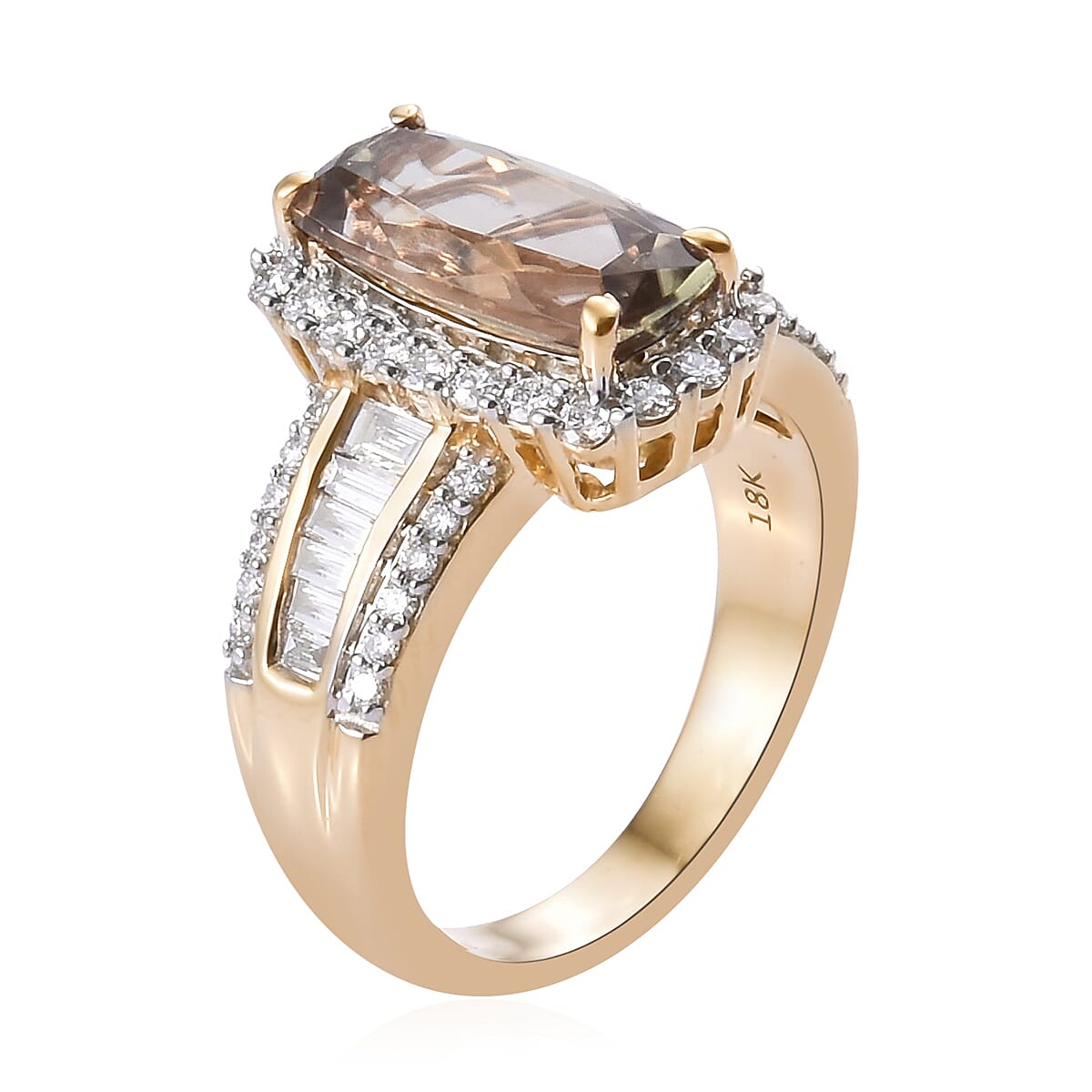 ILIANA 18K Yellow Gold AAA Turkizite (Cush 2.65 Ct), Diamond (SI/G-H) Ring 3.350 Ct. Gold Wt 7.00 Gms.