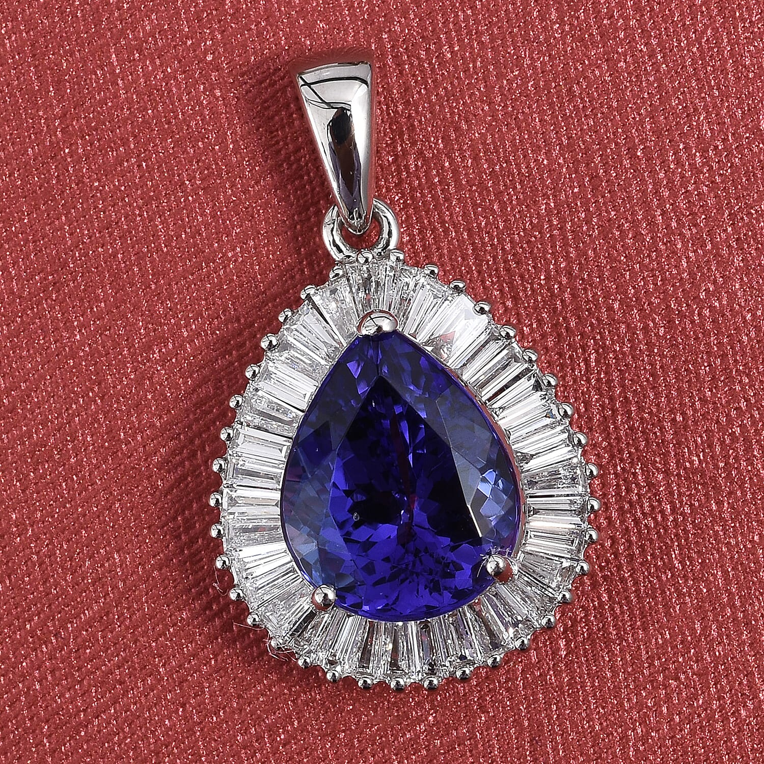 RHAPSODY 950 Platinum AAAA Tanzanite (Pear), Diamond (VS/E-F)  Pendant 4.250 Ct.