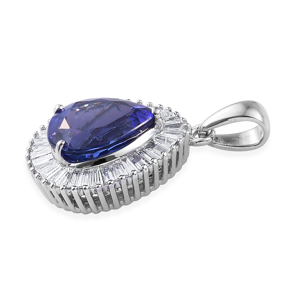 RHAPSODY 950 Platinum AAAA Tanzanite (Pear), Diamond (VS/E-F)  Pendant 4.250 Ct.