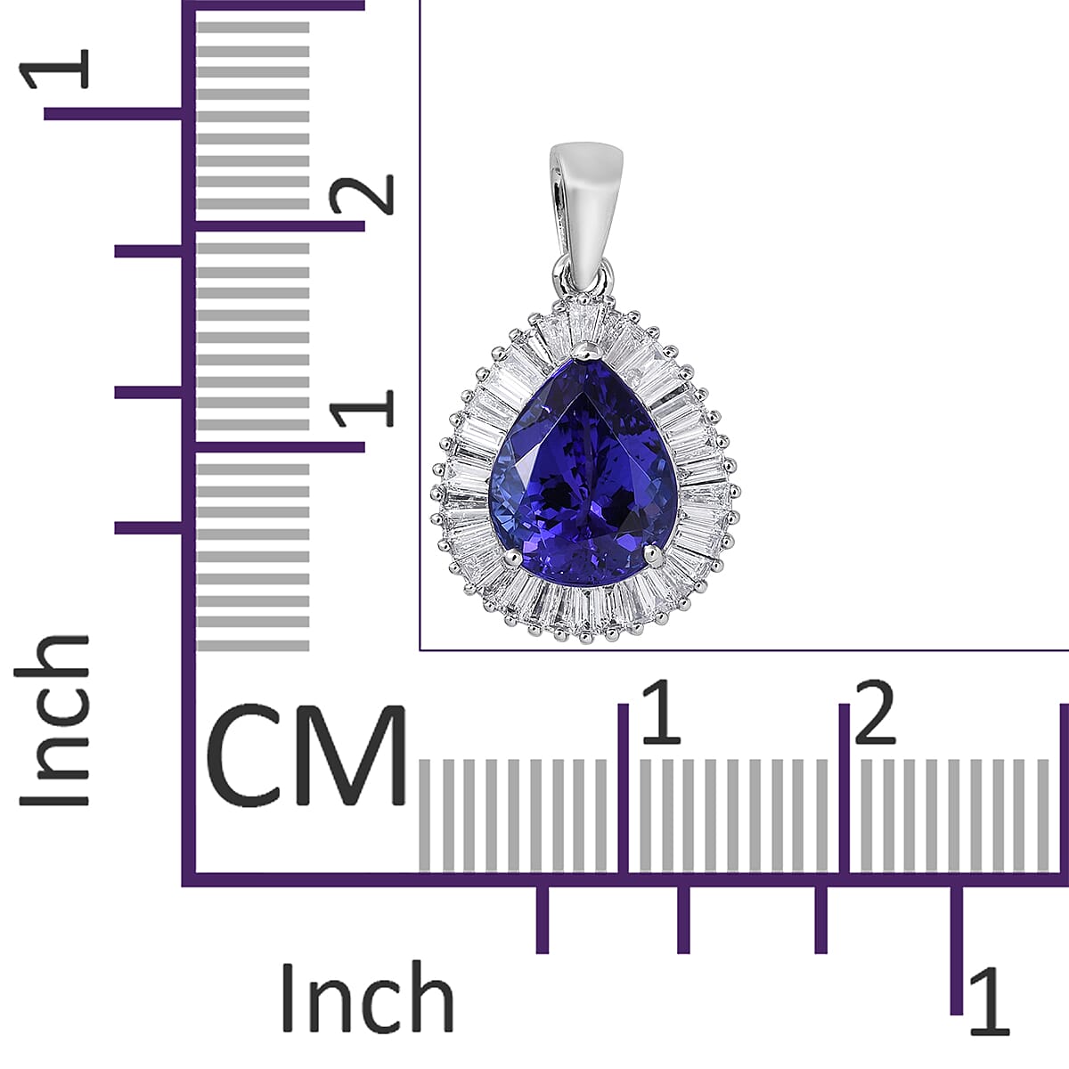 RHAPSODY 950 Platinum AAAA Tanzanite (Pear), Diamond (VS/E-F)  Pendant 4.250 Ct.