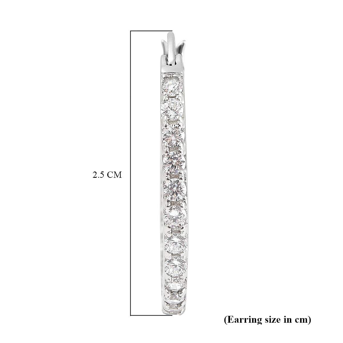 ELANZA Simulated Diamond Hoop Earrings (with Clasp) in Rhodium Overlay Sterling Silver