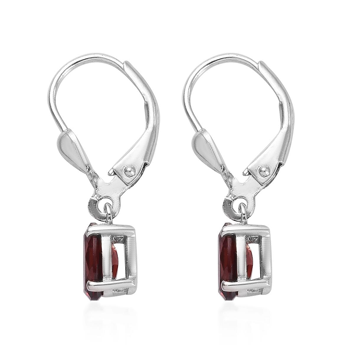 Mozambique Garnet (Ovl) Lever Back Earrings in Platinum Overlay Sterling Silver 1.80 Ct.