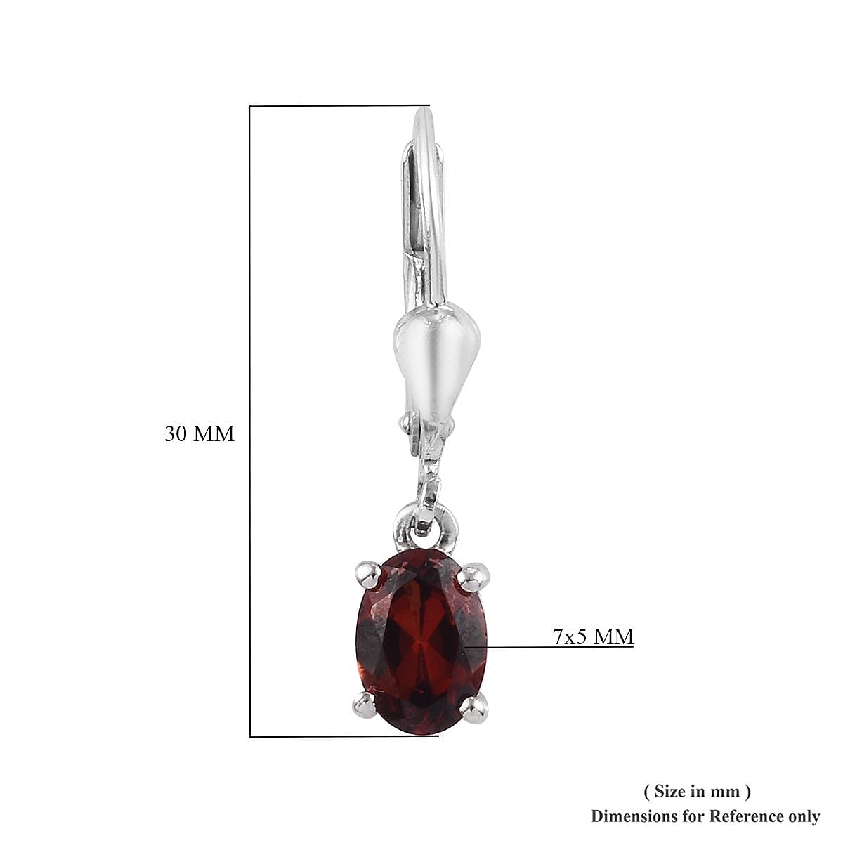 Mozambique Garnet (Ovl) Lever Back Earrings in Platinum Overlay Sterling Silver 1.80 Ct.