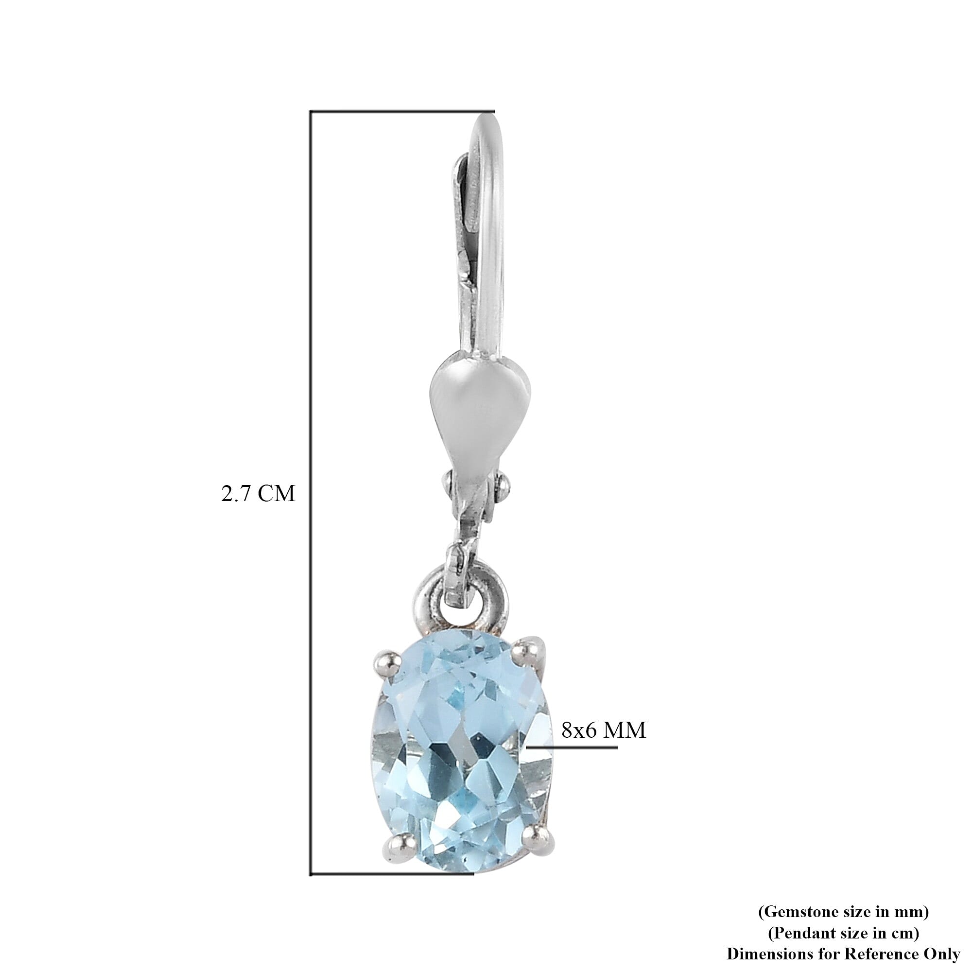 AA Sky Blue Topaz (Ovl) Lever Back Earrings in Platinum Overlay Sterling Silver 2.96 Ct.