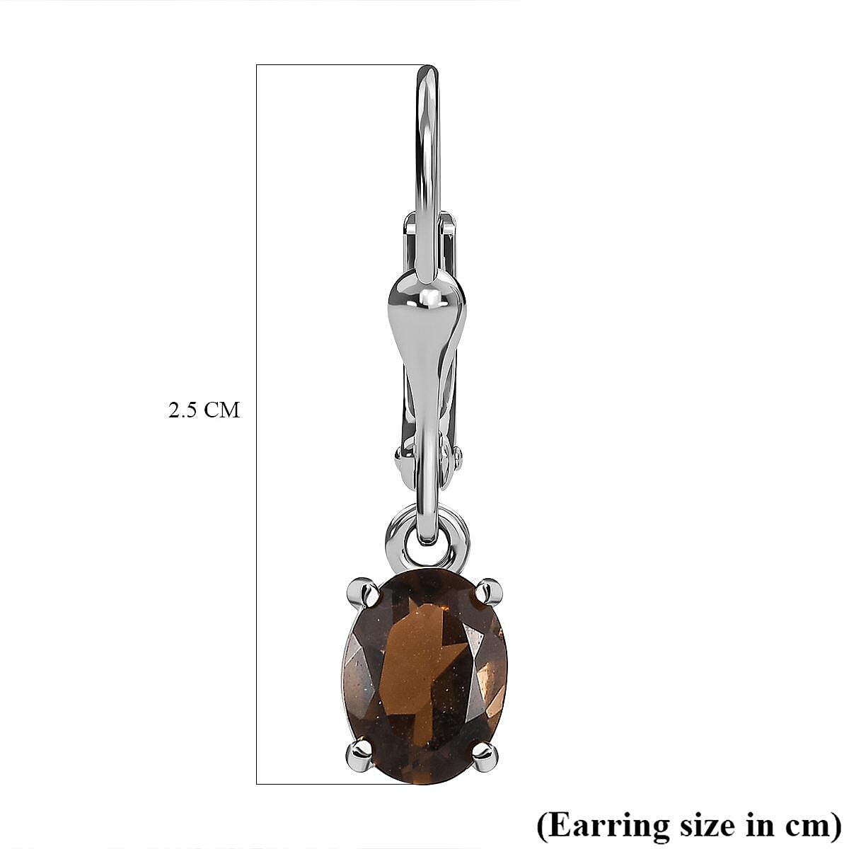 Brazilian Smoky Quartz Lever Back Earrings in Platinum Overlay Sterling Silver 2.81 Ct.
