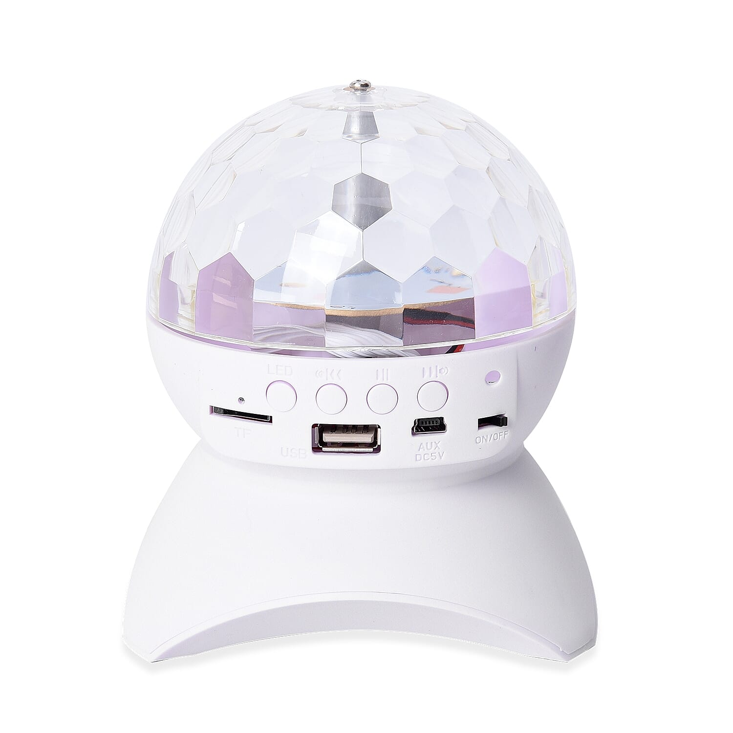 Portable Wireless Bluetooth Disco Ball Lamp Speaker with USB AUX Cord - White Colour