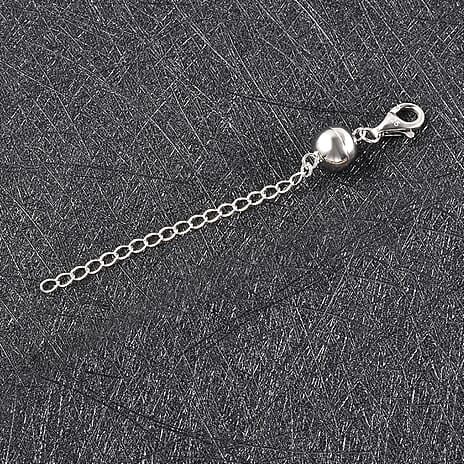Magnetic Lock with 2inch Extender with Lobster Clasp in Rhodium Overlay Sterling Silver