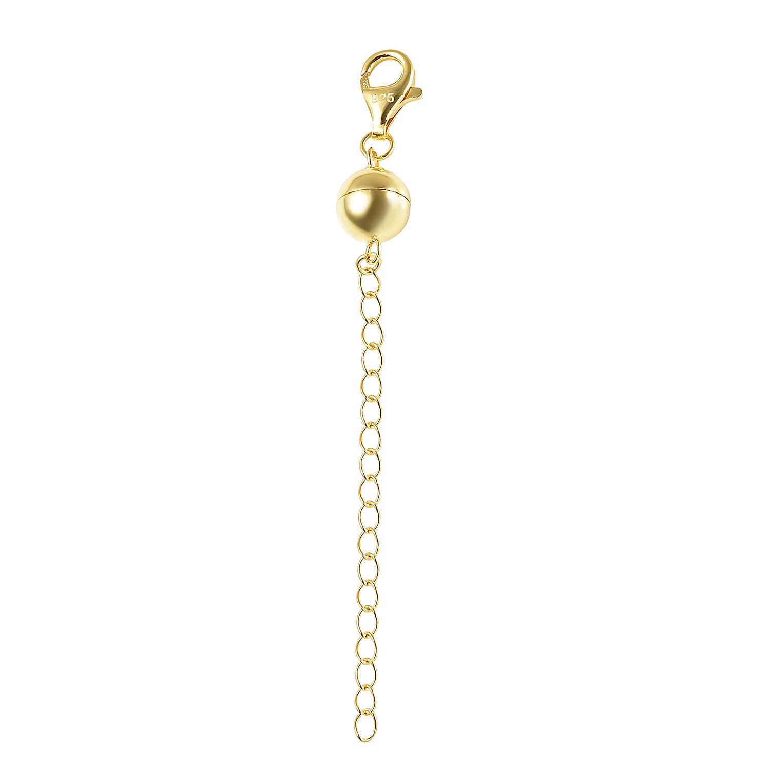 Magnetic Lock with 2inch Extender with Lobster Clasp in Gold Plated Silver