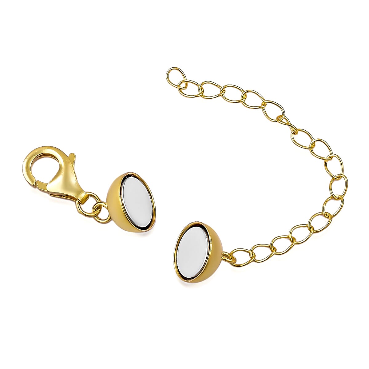Magnetic Lock with 2inch Extender with Lobster Clasp in Gold Plated Silver