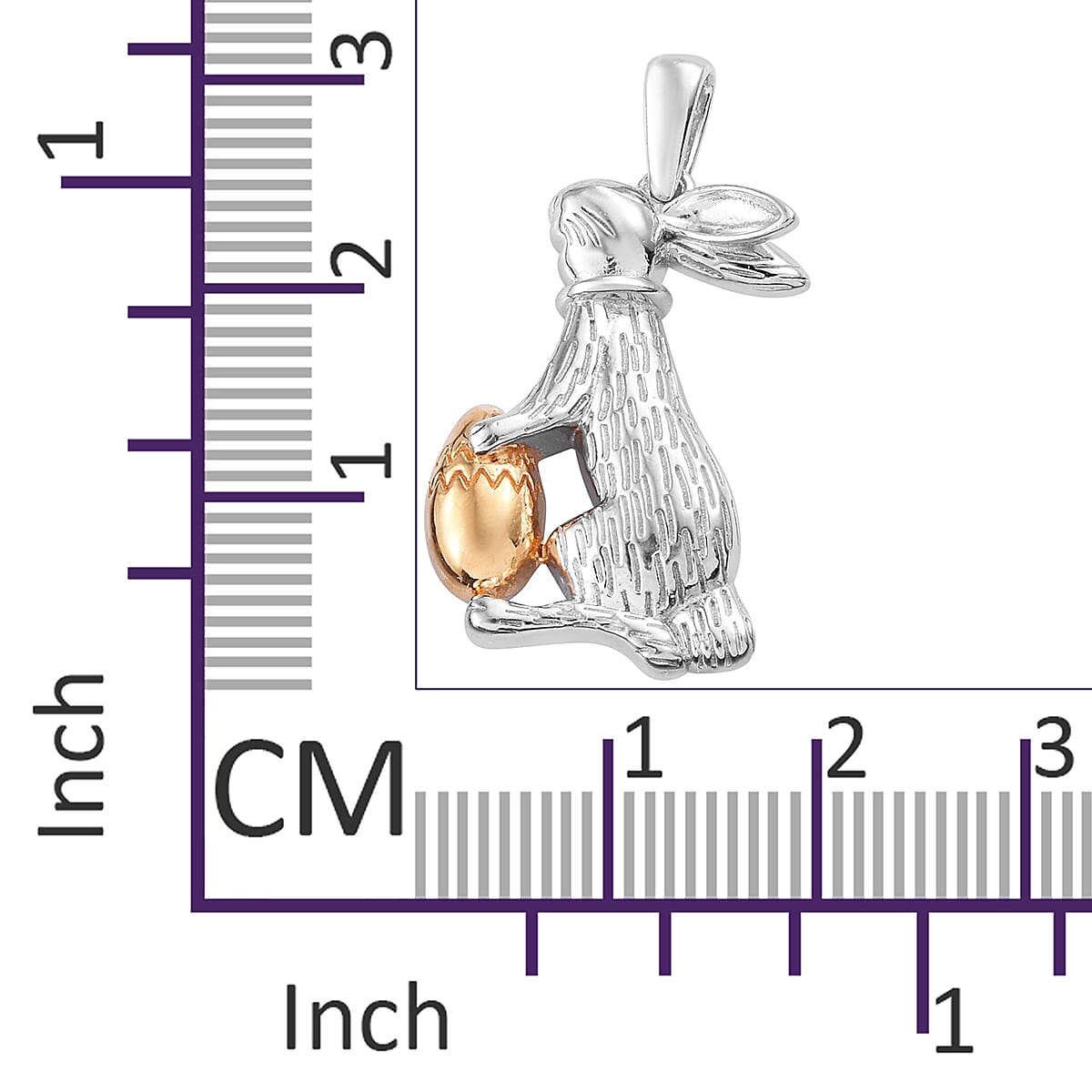 Yellow Gold and Platinum Overlay Sterling Silver Bunny Pendant