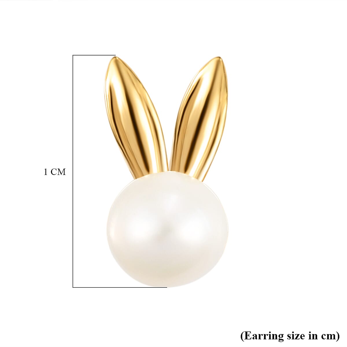 Freshwater Pearl Bunny Stud Earrings (with Push Back) in 14K Gold Overlay Sterling Silver