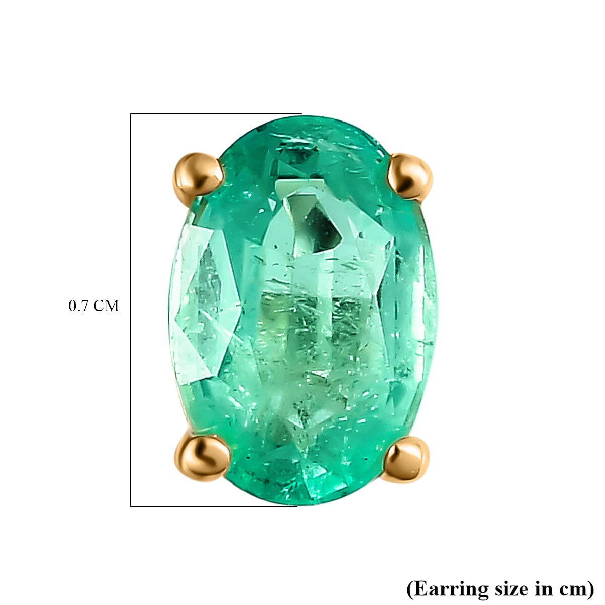 9K Yellow Gold AA Boyaca Colombian Emerald (Ovl) Stud Earrings (with Push Back)