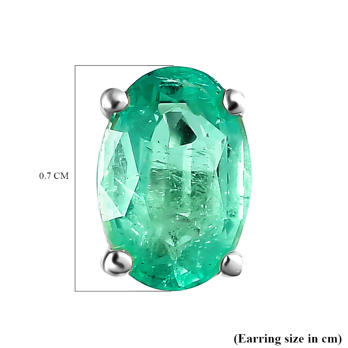 9K White Gold AA Boyaca Colombian Emerald (Ovl) Stud Earrings (with Push Back)