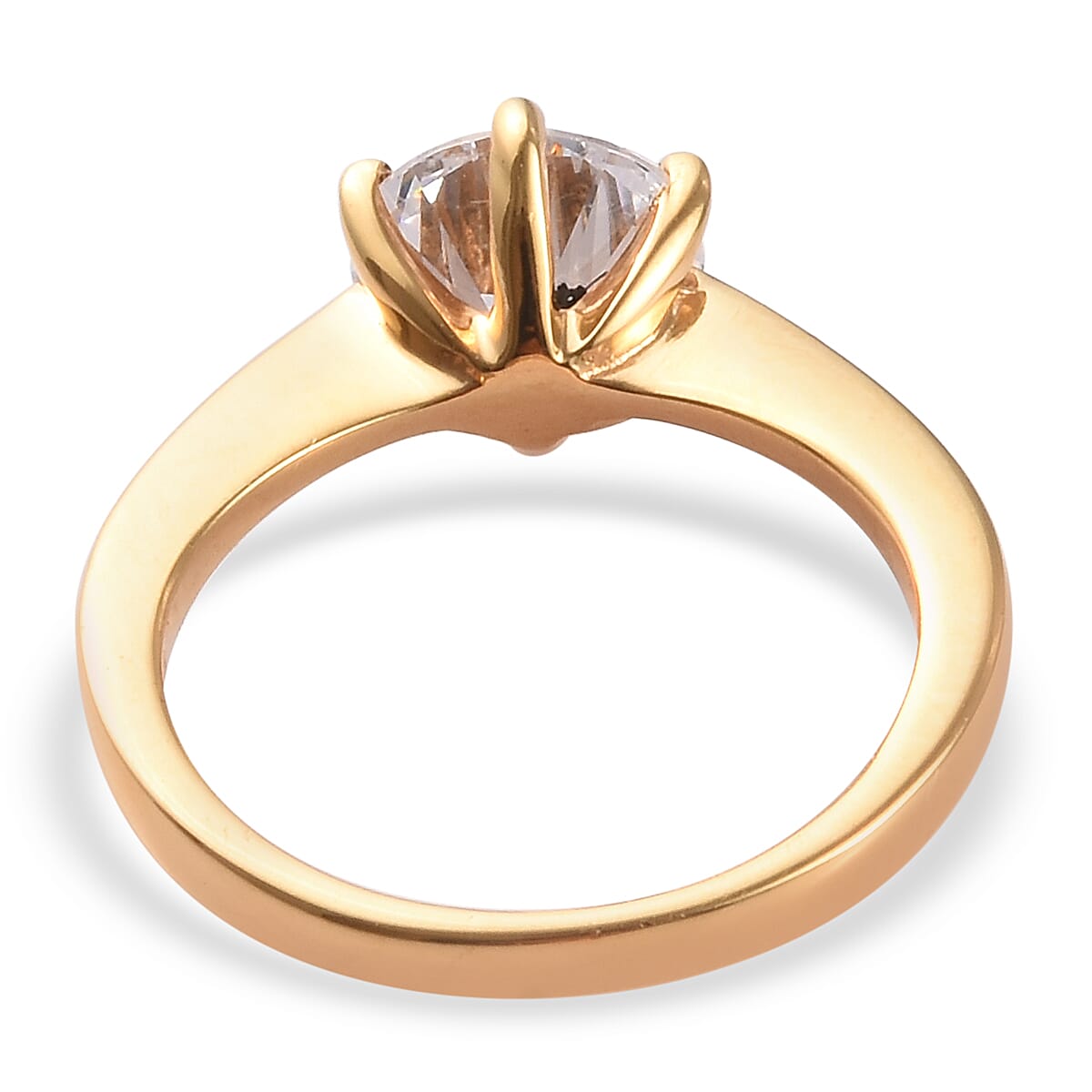 Lustro Stella - 14K Gold Overlay Sterling Silver (Rnd 8 mm) Solitaire Ring Made with Finest CZ 3.38 Ct.